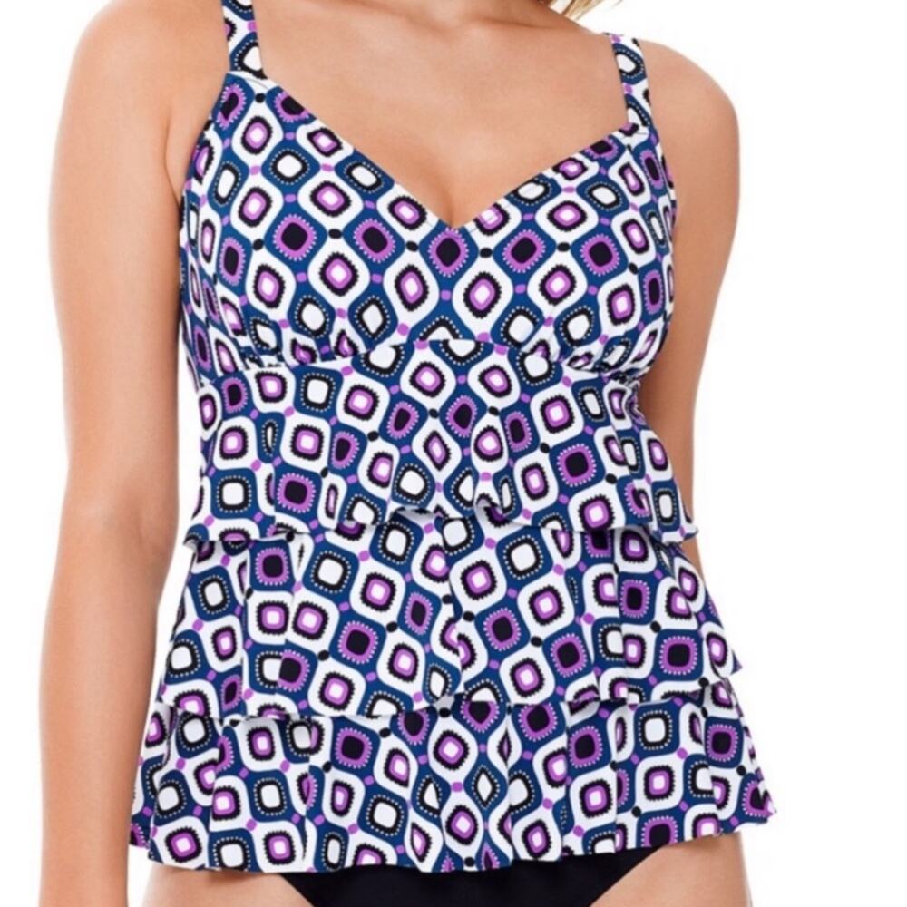 Swim Solution tiered one piece swimsuit Sz 10 - Picture 1 of 8